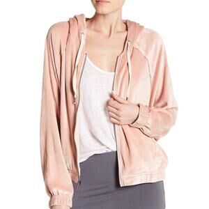 ANTHROPOLOGIE SPLENDID Wedge Velour Hoodie Jacket Blush Pink